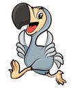 Cartoon cute happy Dodo bird character walking and showing GOOD hand signs