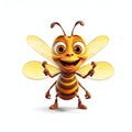 Cartoon Cute Happy Honey Bee on White Background with Margins. Generative ai