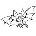 Cartoon cute happy vampire bat. Halloween character Black and white sketch