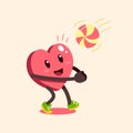 Cartoon cute heart character playing with ball Royalty Free Stock Photo