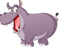 Cartoon cute hippo. Vector illustration of funny happy Hippopotamus. Royalty Free Stock Photo