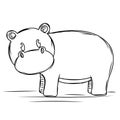 Cartoon of a cute hippopotamus sketch