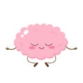 Cartoon cute human brain meditating