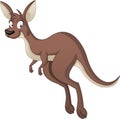 Cartoon cute kangaroo. Vector illustration of funny happy animal.