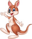 Cartoon cute kangaroo waving hand Royalty Free Stock Photo