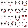 Cartoon Cute Kawai Eyes And Mouths Royalty Free Stock Photo