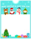 Cartoon of cute kids wearing Christmas costumes