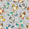 Cartoon cute kitten pattern seamless. pet background. Baby fabric texture