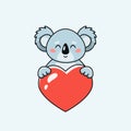 Cartoon cute koala holding heart love Royalty Free Stock Photo