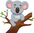 cartoon cute koala on a tree