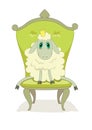 Cartoon cute lamb on a chair