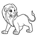 Cartoon cute lion coloring page vector