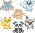 Cute little animals, funny illustrations, image set