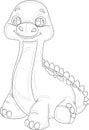 Cartoon cute little baby dinosaur sketch template.