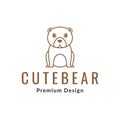 Cartoon cute little bear sit line logo design vector graphic symbol icon sign illustration creative idea Royalty Free Stock Photo