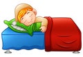 Cartoon cute little boy sleeping in bed Royalty Free Stock Photo