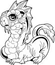 Cute little dragon coloring book funny illustration Royalty Free Stock Photo