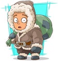 Cartoon cute little eskimo boy