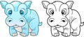 Cute little hippopotamus, funny design illustration