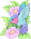 Cute little hummingbird, funny illustration