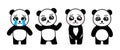 Cartoon cute little panda with different emotions. Vector illustration.