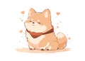 Shiba dog, cute cartoon doodle icon. Vector