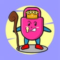 Cartoon cute lock as wise king with golden crown