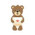 Cartoon cute lovely bear with envelope Royalty Free Stock Photo