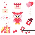 Cartoon cute lovely owl set vector image Royalty Free Stock Photo