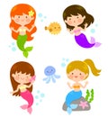 Cartoon cute mermaids