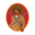 Vector Cartoon Cute Mexican Desperado Illustration Isolated