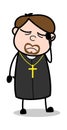 Headache - Cartoon Priest Religious Vector Illustration