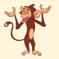 Cartoon cute monkey character. Vector illustration of funny chimpanzee. Royalty Free Stock Photo