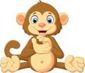 Cartoon cute monkey clapping his hands