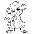 Cartoon cute monkey coloring page vector