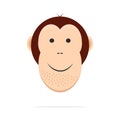 Cartoon cute monkey face, isolated on white background flat icon stock vector illustration Royalty Free Stock Photo
