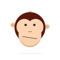 Cartoon cute monkey face, isolated on white background flat icon stock vector illustration Royalty Free Stock Photo