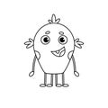 Cartoon cute monster or alien. Coloring book. Vector linear illustration isolated on white background. Royalty Free Stock Photo
