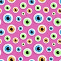 Cartoon cute monster eyes seamless pattern. Face parts collection. Halloween vector illustration