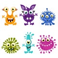 Cartoon Cute Monster Set.Colorful monsters with different emotions