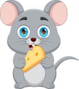 cartoon cute mouse eating cheese Royalty Free Stock Photo