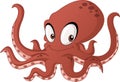 Cartoon cute Octopus. Vector illustration of funny happy animal.