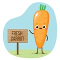 Cartoon cute orange carrot emoji