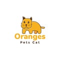 Cartoon cute orange cat fat logo design vector graphic symbol icon sign illustration creative idea Royalty Free Stock Photo