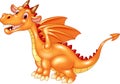 Cartoon cute orange dragon isolated on white background