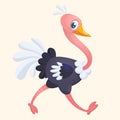 Cartoon cute ostrich. Vector illustration or icon. Royalty Free Stock Photo