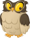 Cartoon cute owl. Vector illustration of funny happy animal.