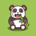 Cartoon cute panda eating bamboo illustration Royalty Free Stock Photo