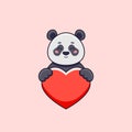 Cartoon cute panda holding heart love Royalty Free Stock Photo