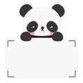Cartoon cute panda holding memo. Frame for photo, text, note, sticker, label. Little animal to do list card.